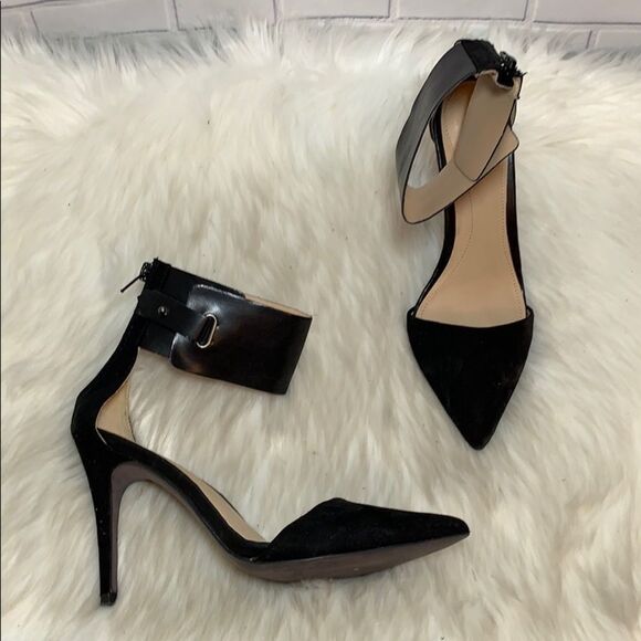 Zara Trafaluc Black Ankle Strap Heels Sz 38/7.5 - Picture 1 of 7